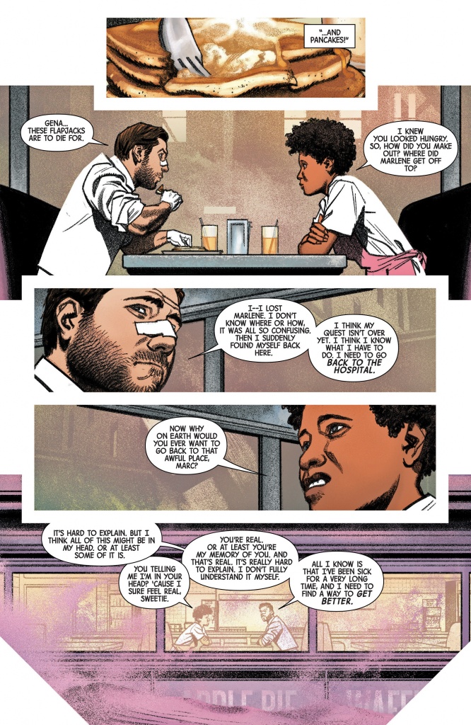 Gina cooks flapjacks for Moon Knight