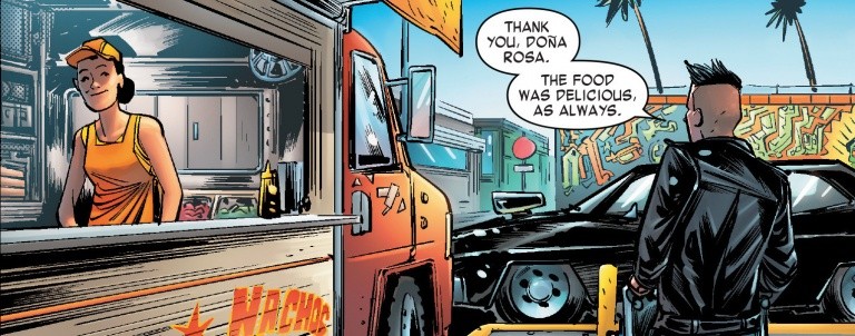 Robbie Rider thanks Dona Rosa for tacos.